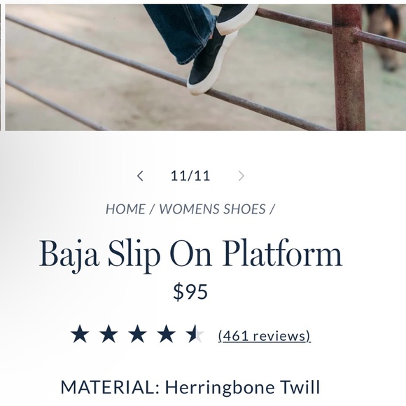 SEAVEES Baja Slip On Platform Black Herringbone Twill Sz 8.5 - Picture 4 of 16